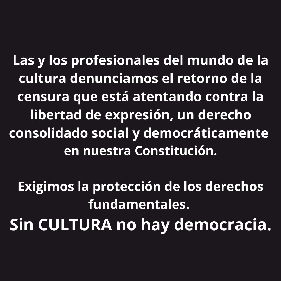 UNIMAMADRID's tweet image. Las y los profesionales del mundo de la cultura denunciamos el retorno de la censura que está atentando contra la libertad de expresión, un derecho consolidado social y democráticamente en nuestra Constitución.