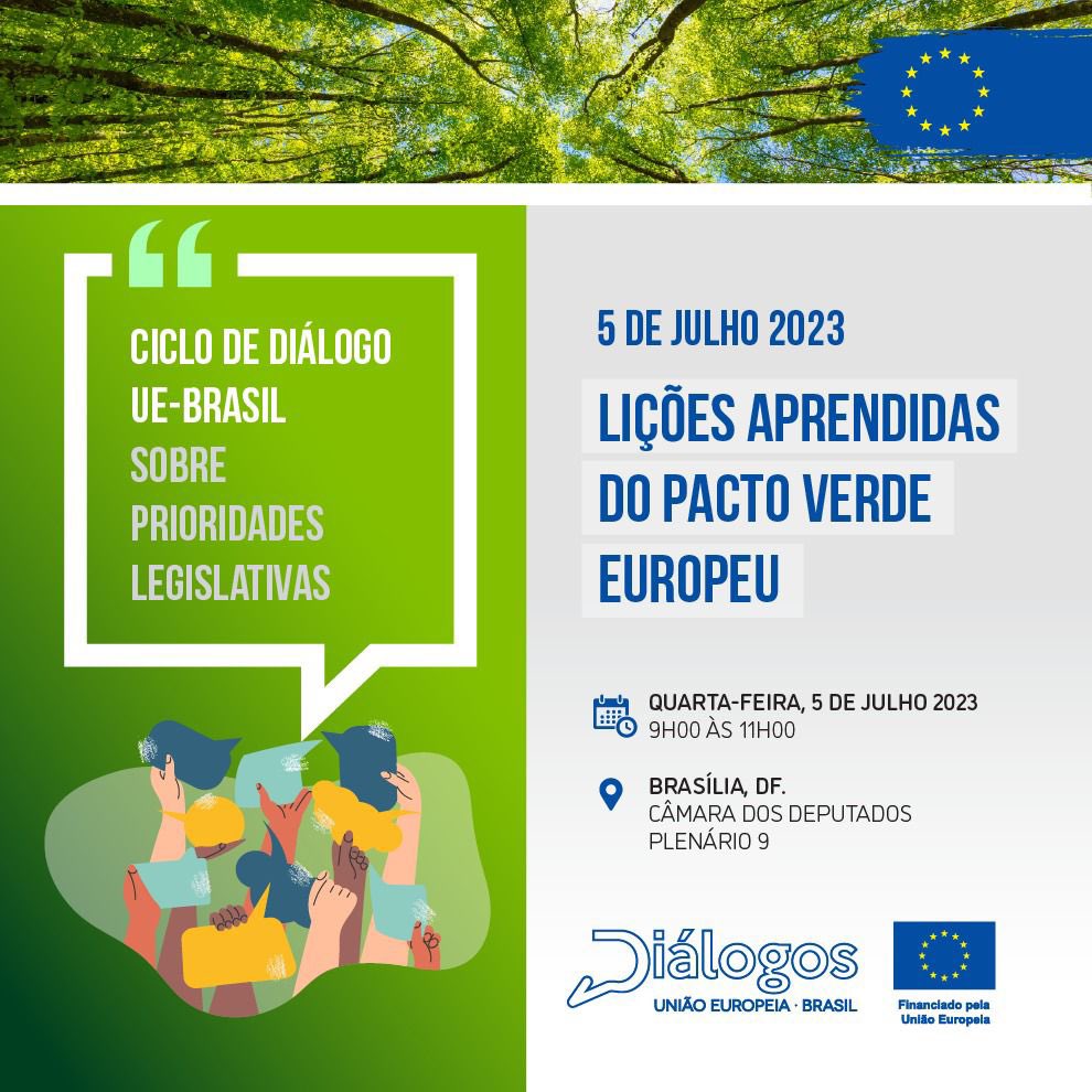 No âmbito dos Diálogos União Europeia-Brasil sobre prioridades legislativas estamos a conversar sobre lições aprendidas do Pacto Verde Europeu na <a href="/camaradeputados/">Câmara dos Deputados</a> com  <a href="/NiltoTatto/">Nilto Tatto 🍀 O Ambientalista no Congresso 🇧🇷</a> da Frente Parlamentar Ambientalista e com <a href="/ArnaldoJardim/">Arnaldo Jardim</a> <a href="/MMoralesMarcelo/">Marcelo Morales</a> 
@GoettenJorge 
<a href="/EU_FPI/">EU Service for Foreign Policy Instruments 🌐</a>