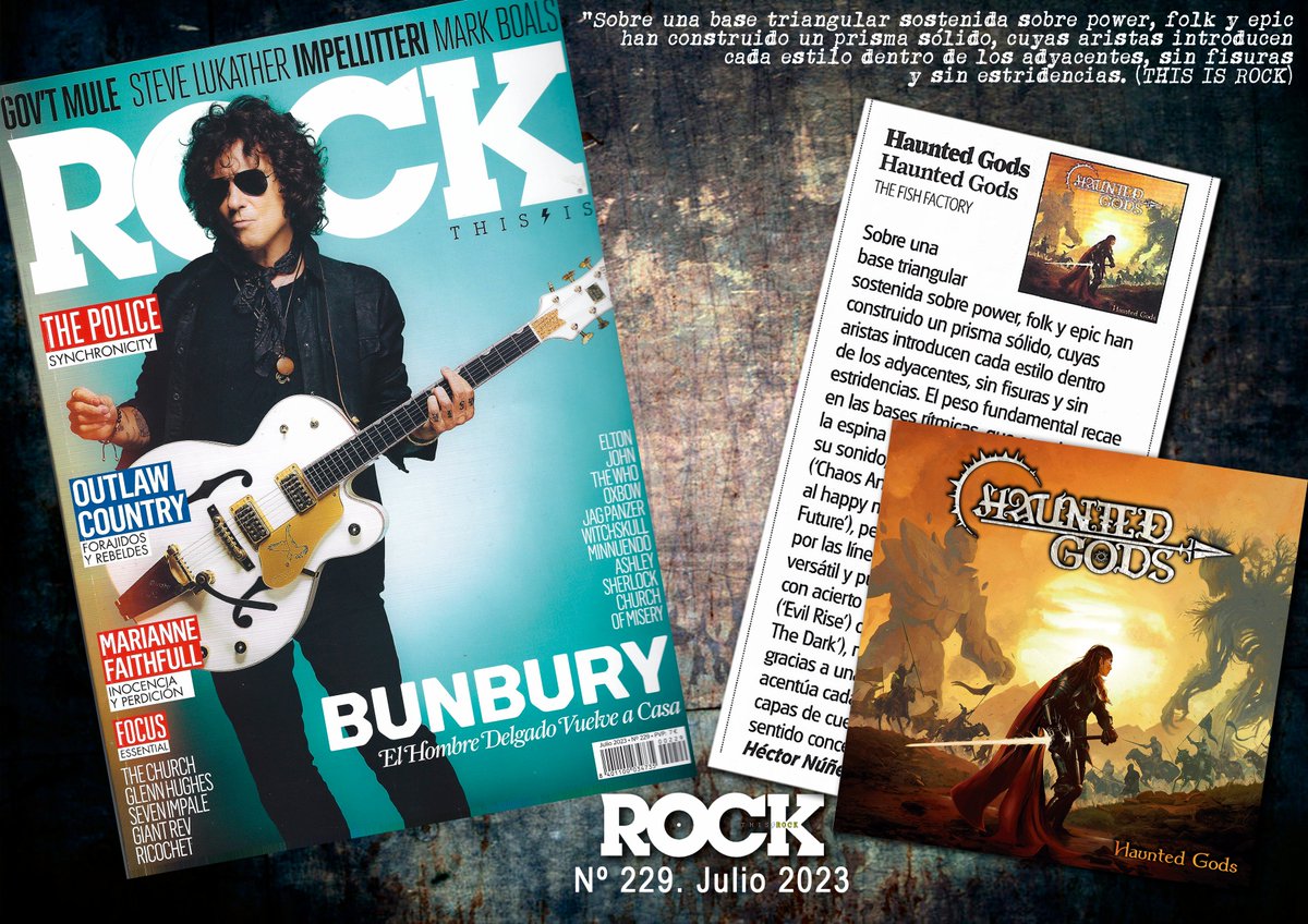 HAUNTED GODS (The Fish Factory 2023) es el magnífico larga duración debut de la banda catalana homónima HAUNTED GODS y sigue su presencia en los medios!
Nuestros amigos de THIS IS ROCK publican en su número de julio una magnífica review.
Seguimos!