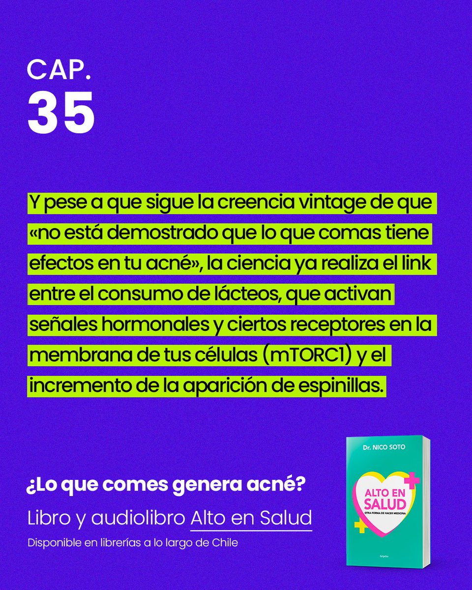 El proceso del #acne también puede verse mejorado con ciertos cambios de hábitos alimentarios 💖 Ojo con lácteos, grasas saturadas (aceite de coco, embutidos, carnes animales), alcohol y carbos refinados (bebidas, energéticas, pan blanco) si tienes acné #drnicosoto #altoensalud