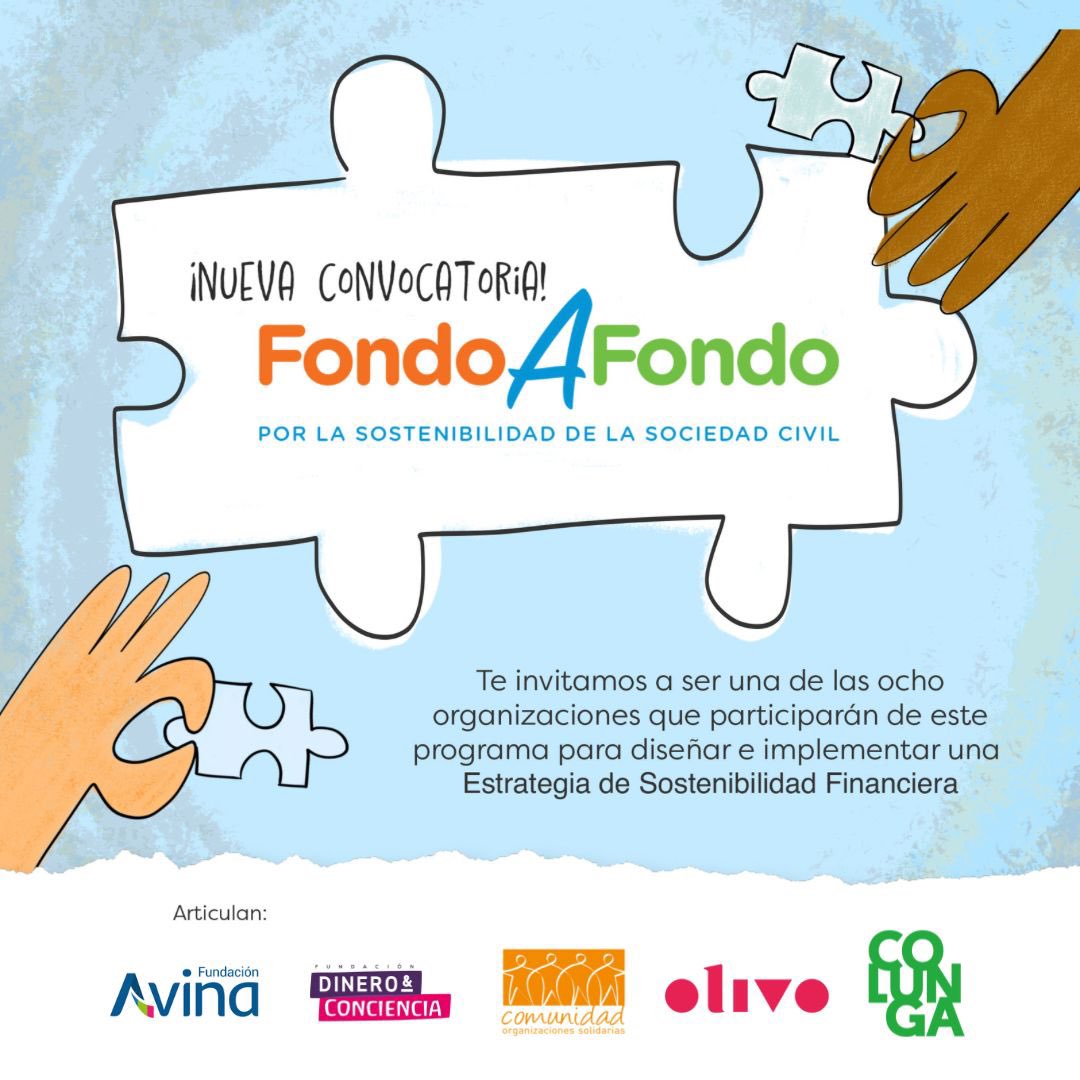 piaturnerr's tweet photo. ¡Atención Organizaciones de la Sociedad Civil! ¡Las invitamos a postular a la III convocatoria de FondoAFondo! Las seleccionadas recibirán consultoría y apoyo $$ para desarrollar e implementar una Estrategia de Sostenibilidad Financiera, acorde a sus capacidades y misión. (1/2) https://t.co/JHCrJ5Kf9l