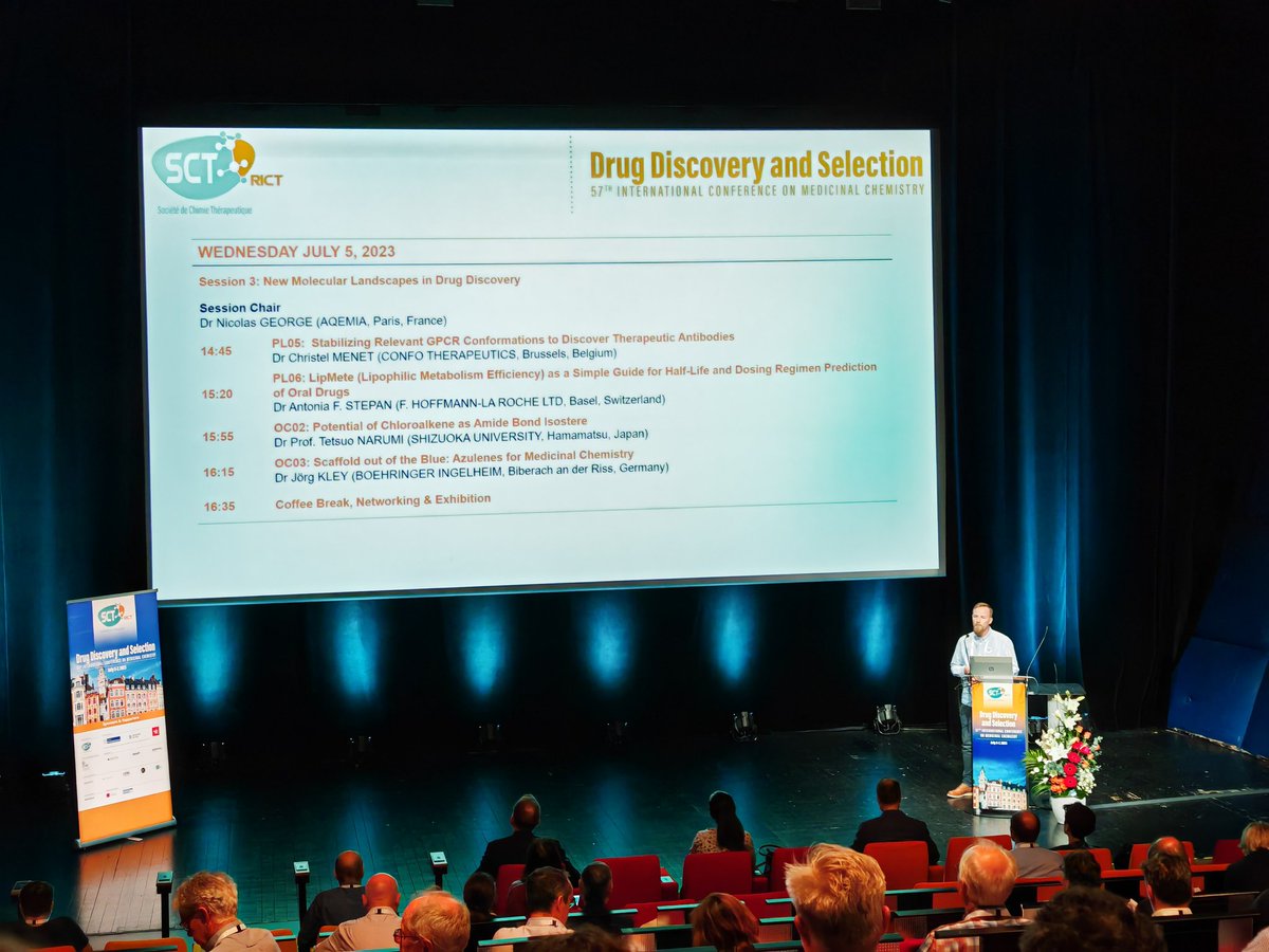 As an active member of our group @SCT_YMCF, Nicolas George from @aqemia is chairing this session at #RICT2023 dedicated to new molecular landscapes in drug discovery.