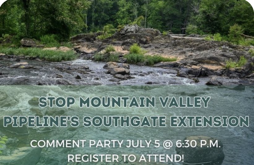 BeyondGasRVA's tweet photo. Although @FERC has authorized all Mountain Valley Pipeline construction to resume, @EquitransMid lacks their Southgate extension approval. Join @POWHR_Coalition @7Directionsof @AppVoices TONIGHT for a '#StopMVP Southgate Extension' FERC Comment Party
🔗https://t.co/oXRKaCiLBm https://t.co/OLq60SISQb