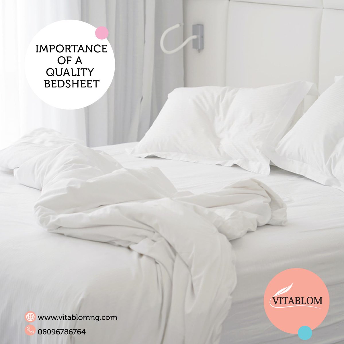 LimitedVitablom's tweet photo. 1. Bed sheets can help improve your sleep quality.
2. Bed sheets can improve your overall health.
3. Bed sheets can add style to your bedroom.
#vitablomng #cleanbedsheet #lagoswives
#smartfitbedsheet #interiors #lagosbeddings #beddings #beddingstore #July5th https://t.co/XrPJ8RMQLr