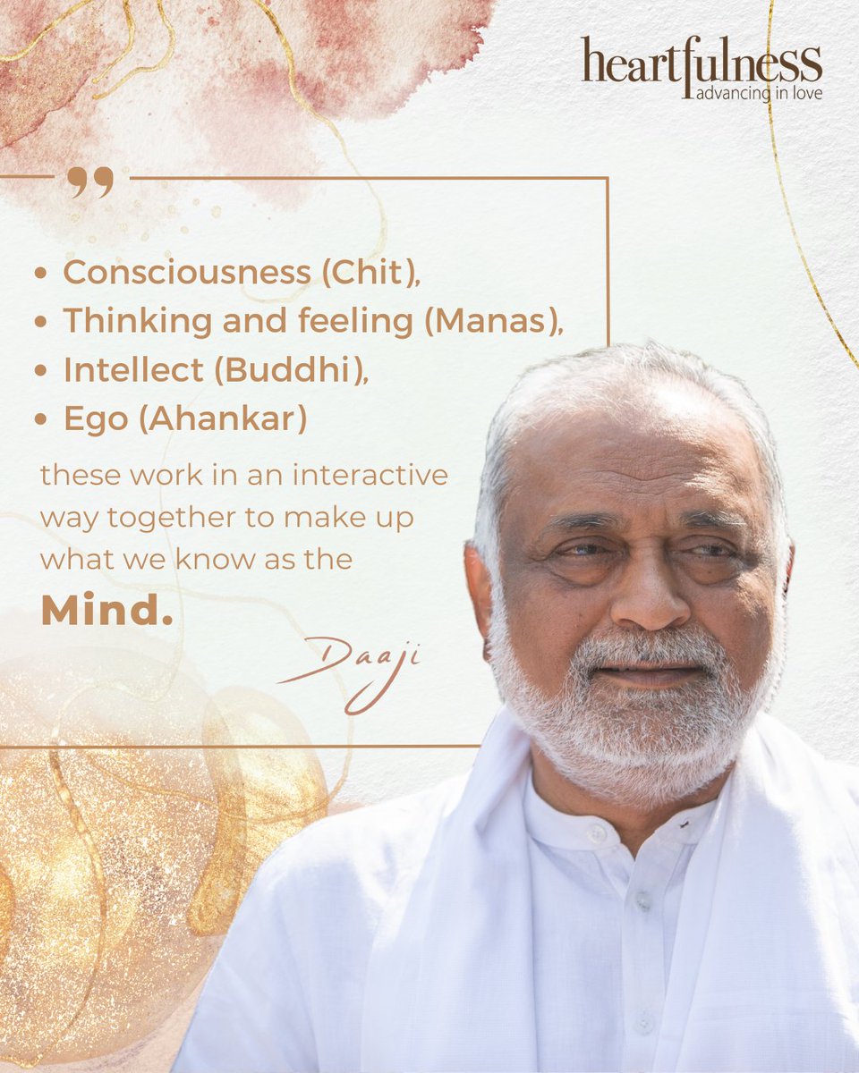 heartfulness's tweet photo. Our minds are a fascinating combination of different aspects of ourselves, which include consciousness, emotions, and intelligence. We view our lives and our experiences through the wondrous interactions of these different attributes.

#Heartfulness #Daaji #Mind #Consciousness #Emotions #Intelligence