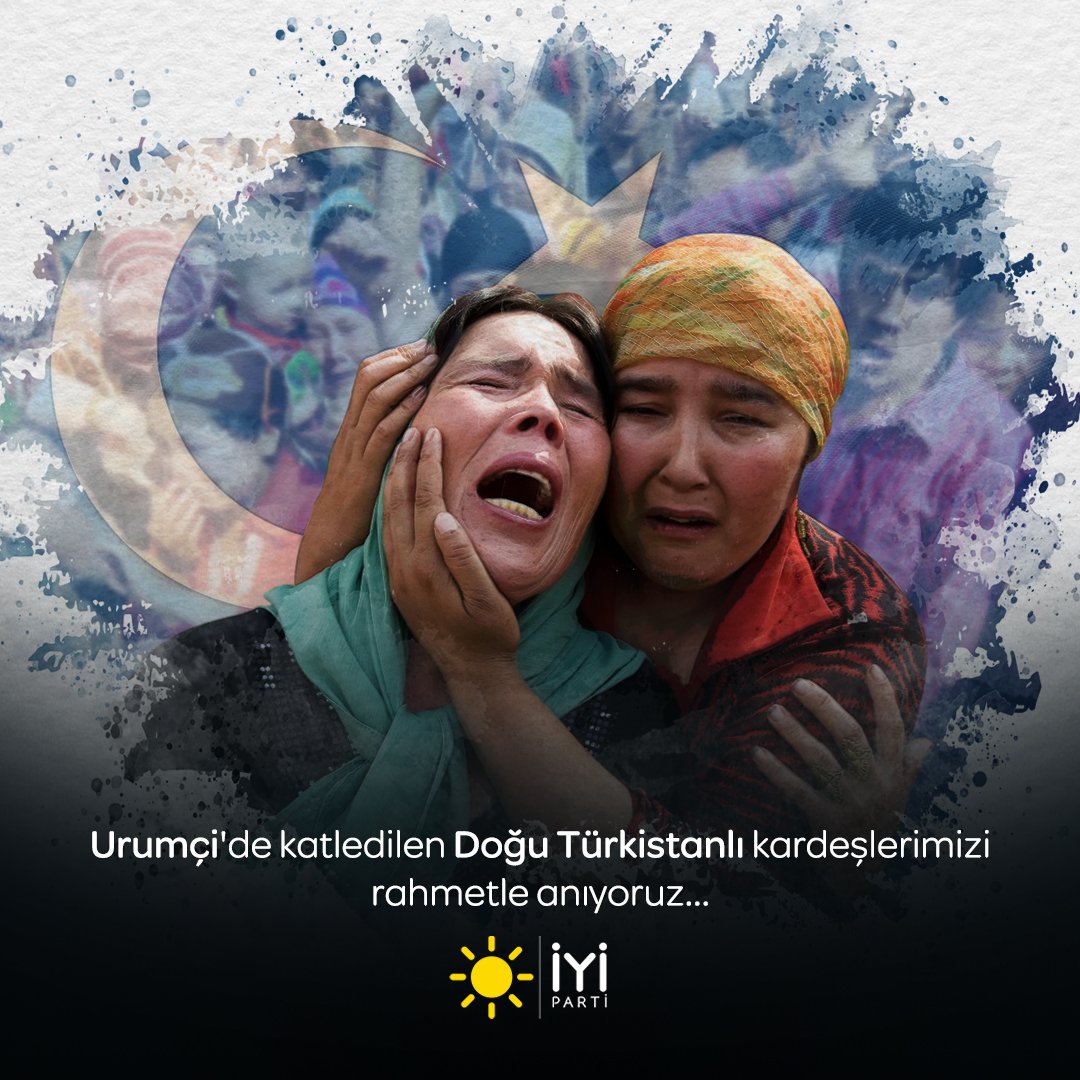 iyiparti's tweet photo. #UrumçiKatliamı'nda Çin tarafından acımasızca şehit edilen Doğu Türkistanlı kardeşlerimizi rahmetle anıyoruz...

Soydaşlarımızın Türk yurdu Doğu Türkistan’da yaşadığı acıları asla unutmayacak, onları asla yalnız bırakmayacağız. https://t.co/iR0J5As7xb