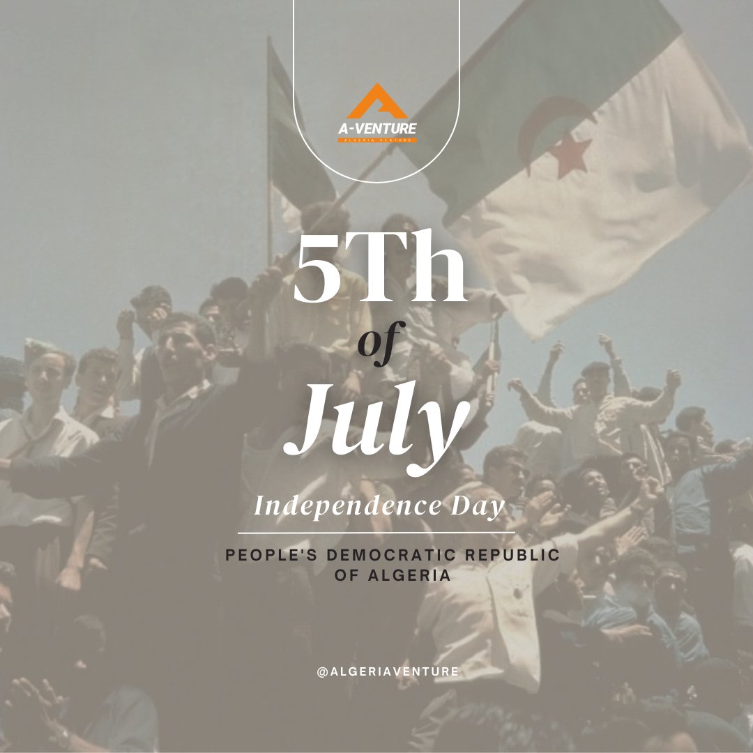 61 عامًا من الفخر، الصمود، والحرية! 🇩🇿

 نحتفل بعيد استقلال الجزائر. في هذه المناسبة التاريخية، دعونا نتذكر التضحيات التي قدمها شهداؤنا الأبطال ونكرم إرثهم. 

معًا، نواصل بناء أمة مزدهرة، متحدة في تنوعنا وسعينا نحو التقدم. عيد استقلال سعيد، يا جزائر الحبيبة! 🎉🇩🇿