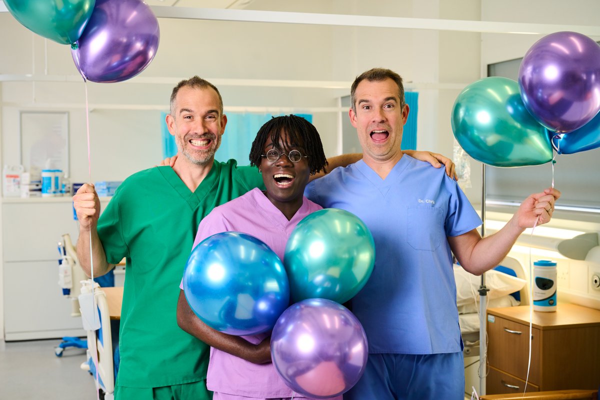It's a rather special day for @NHSuk so @DoctorChrisVT @xandvt , @DrRonx & the #OperationOuch team wanted to celebrate the big 75th BIRTHDAY in style. Tune in to @cbbc today at 6pm for a very special episode. #HappyBirthdayNHS