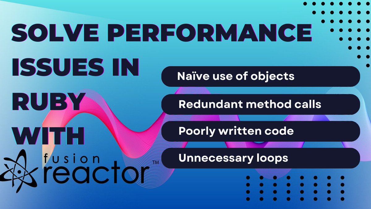 Fusion_Reactor's tweet image. ⚡️💎 Ruby Performance Optimization: Unleash the full potential of your Ruby code! Learn how to dodge the 5 biggest performance pitfalls. 📚✅ #RubyPerformance #OptimizationGuide #CodeSpeedup #AvoidBottlenecks #EfficientCoding bit.ly/3VbxQDy