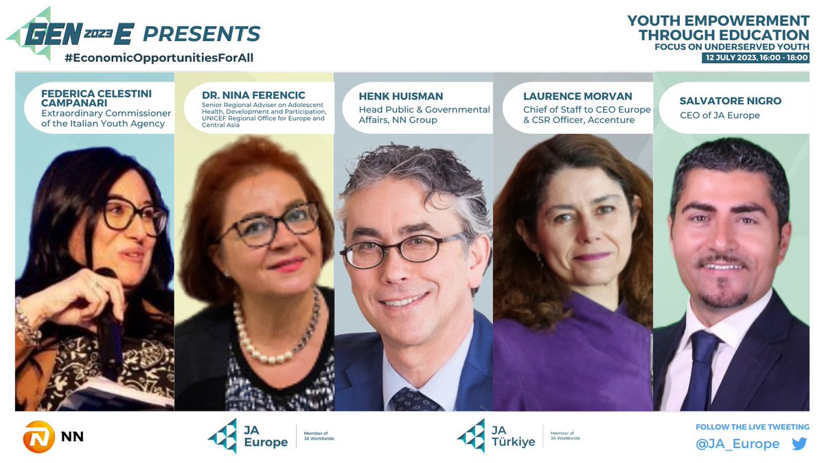 We're thrilled to have an exceptional lineup of panellists for our session on 'Youth Empowerment through Education' at #Gen_E 2023. Gain insights from leaders who are driving impactful change. Join us for this enlightening conversation! #EconomicOpportunitiesForAll