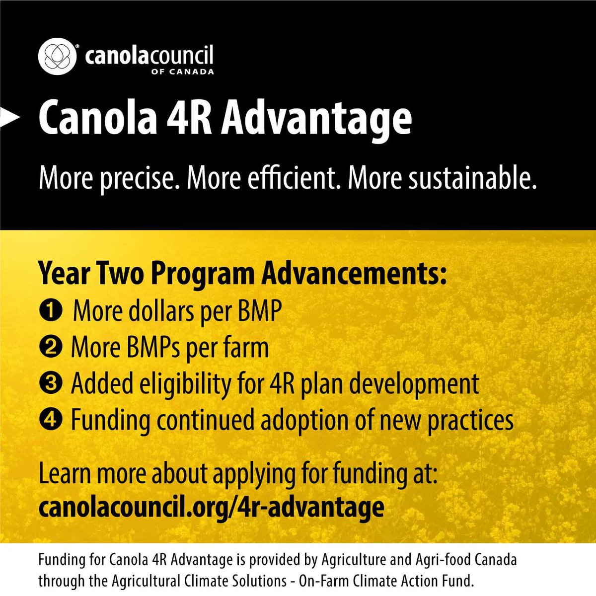 AAgriScience's tweet photo. Year two of the Canola #4RAdvantage program is now accepting applications! Farmers in the Canadian Prairies can receive money back for #BMPs, including the use of #NitrogenStabilizers .
https://t.co/t4AUpCR5TT
https://t.co/h4bARGGih3
#OFCAF #ARMUAdvanced #ActiveStabilizerPLUS https://t.co/IGzVoHiZZO