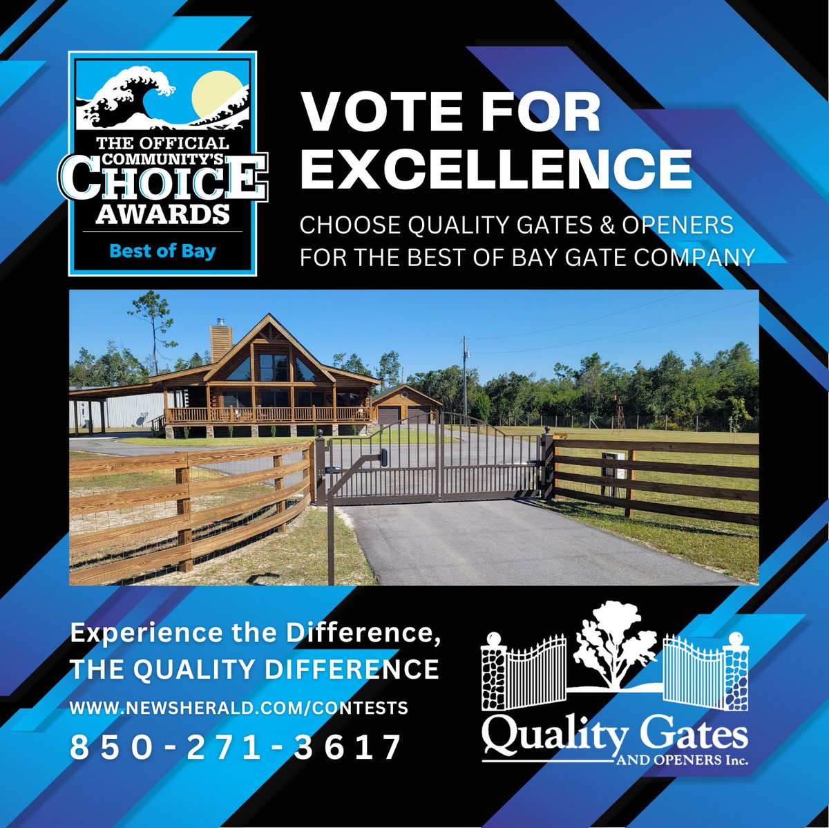 GatesQuality's tweet photo. 🏆 Exciting news! Quality Gates &amp; Openers is nominated for the 2023 Best of Bay Gate Company award! 🌟 Please vote for us at  https://t.co/UKGQl7pDgH {URL} until July 19th. Your support means the world to us! #BestofBayGateCompany #VoteQualityGatesAndOpeners 🗳️🙌 https://t.co/c9tbloWsQO