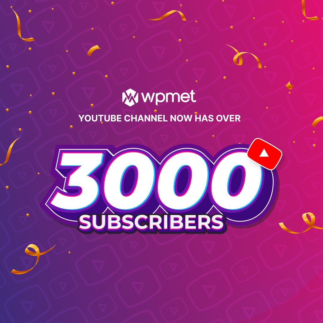 wpmetcom's tweet photo. 🎉 Our YouTube channel just crossed the 3000 subscriber mark! ▶️ 📽️
🙌 Thank you all for being part of this awesome ride. Your support rocks! 🤘
Stay tuned for more informative videos on WordPress and beyond 🌟
#YouTube #wpmet #3000Subscribers https://t.co/Mj8jb3YMW7