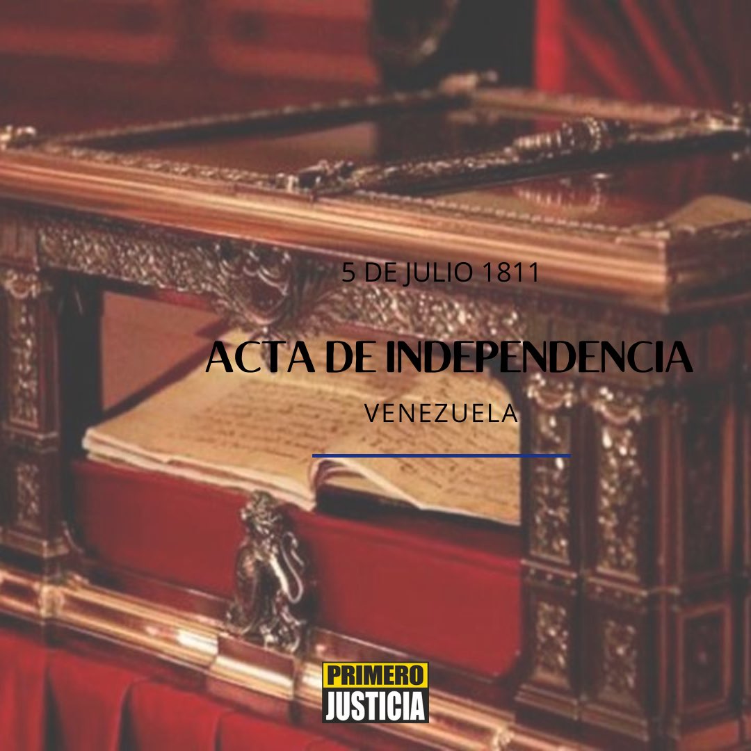 212 años de la Firma del Acta de nuestra Independencia. Hoy los venezolanos reafirmamos nuestra convicción por devolverle a nuestra Patria la Independencia por la que lucharon nuestros próceres. 

¡Nuestra Venezuela renacerá para ser una patria próspera y libre para todos! #5Jul