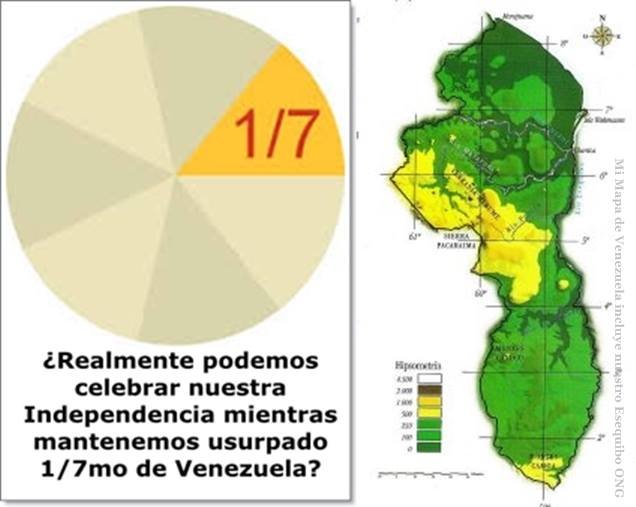 A #212añosdeindependencia ¿realmente podemos conmemorar el #5Jul teniendo aún la tarea de independizar un séptimo de la Nación? #5DeJulio #DiaDeLaIndependencia #Patria #EsequiboEsVenezuela #MiMapa #IndependenciaAyerYHoy #5Julio