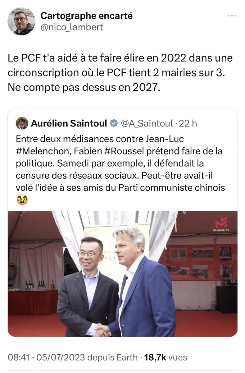 Pathétique. Que la farce #Nupes ne trompe plus personne. L’insoumis A.Saintoul continue à faire honte, y compris à ses propres troupes et aux communistes qui l’ont fait investir et élire. Les habitants et notre République méritent bien mieux. 
#Montrouge #Malakoff #Bagneux