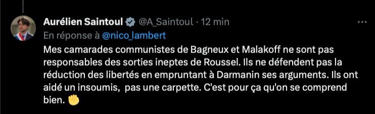 AvecVousMtrouge's tweet photo. Pathétique. Que la farce #Nupes ne trompe plus personne. L’insoumis A.Saintoul continue à faire honte, y compris à ses propres troupes et aux communistes qui l’ont fait investir et élire. Les habitants et notre République méritent bien mieux. 
#Montrouge #Malakoff #Bagneux https://t.co/5p8Ve9eLzU