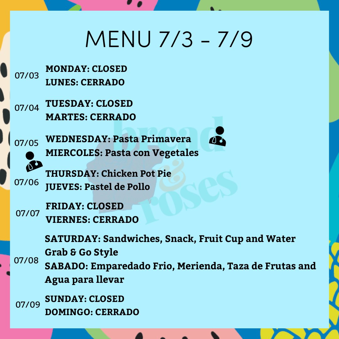 Menu: 7/3  - 7/9!
