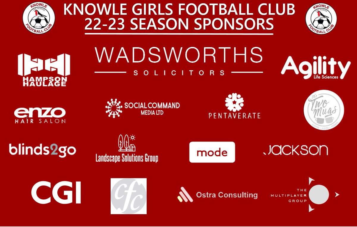 One last shout out to the amazing local business who sponsored a Knowle GFC kit last season; in tough times we appreciate your support more than ever. We couldn't provide football to over 150 female players without you! Thank you so, so much!
