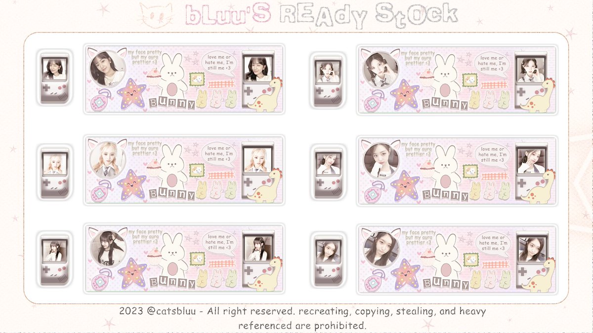 help rt? thank you! 🍒 ♡

FLASH SALE (sudah cape promosi) layout rs member IVE katalog Buncakes, untuk harganya 5,000 IDR each get JPG &amp; PNG yaa temen-temen. bisaa cek alt untuk list nama-nama membernya, have a pleasant day! ⸜(｡˃ ᵕ ˂ )⸝ <3

#zonaba #zonauang #zonajajan