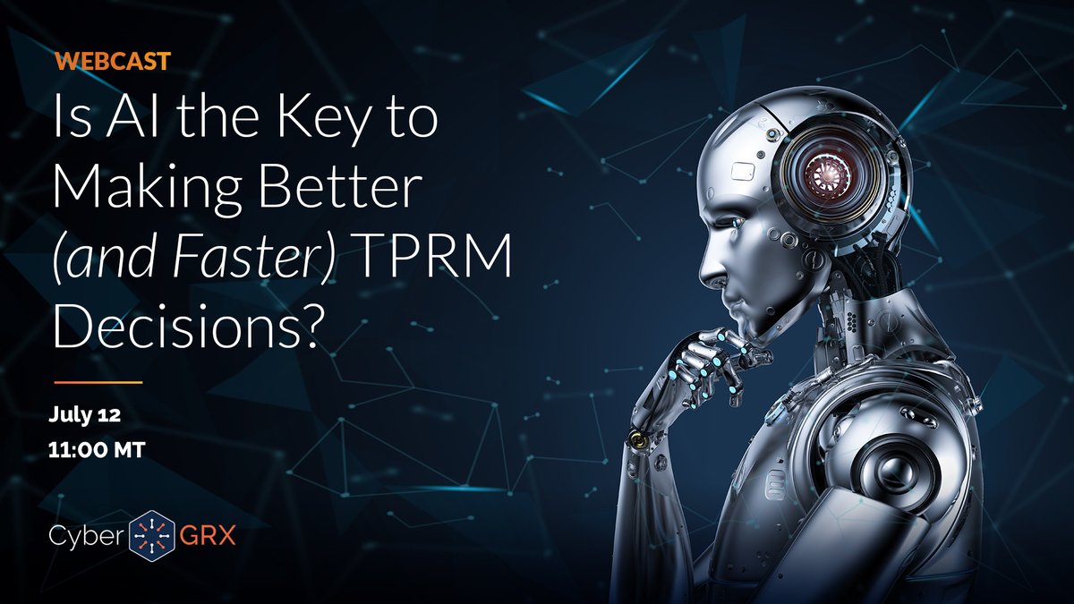 Are you curious about how #AI can transform TPRM? 🤔 Join Gary Phipps, CyberGRX VP of Strategy, on July 12th at 11:00am MT as he shares insights on how Artificial Intelligence can transform Third-Party Risk Management. Register here 👉 okt.to/FzWyec
#TPRM #Cybersecurity