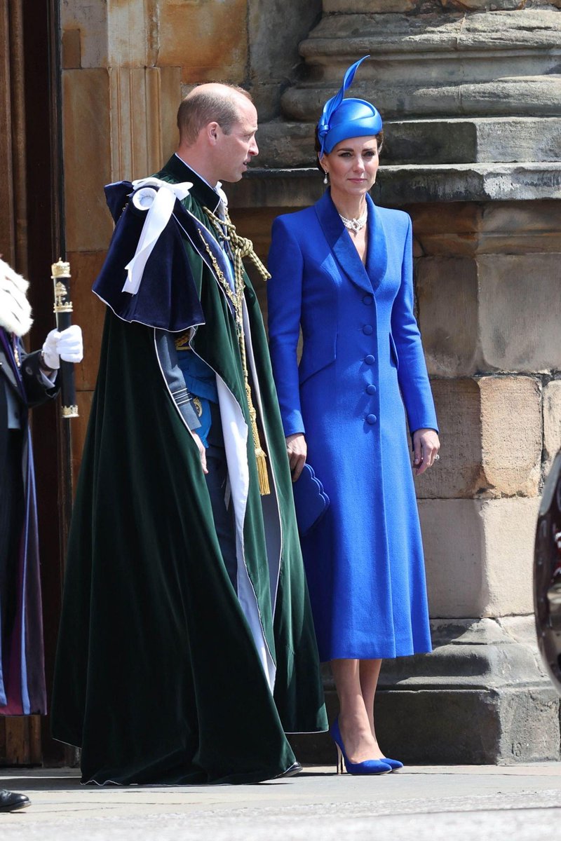 NEW: The Duke and Duchess of Rothesay leave the Palace of Holyroodhouse before traveling to St Giles' Cathedral to attend a National Service of Thanksgiving and Dedication, in Edinburgh.

📸: Robert Perry