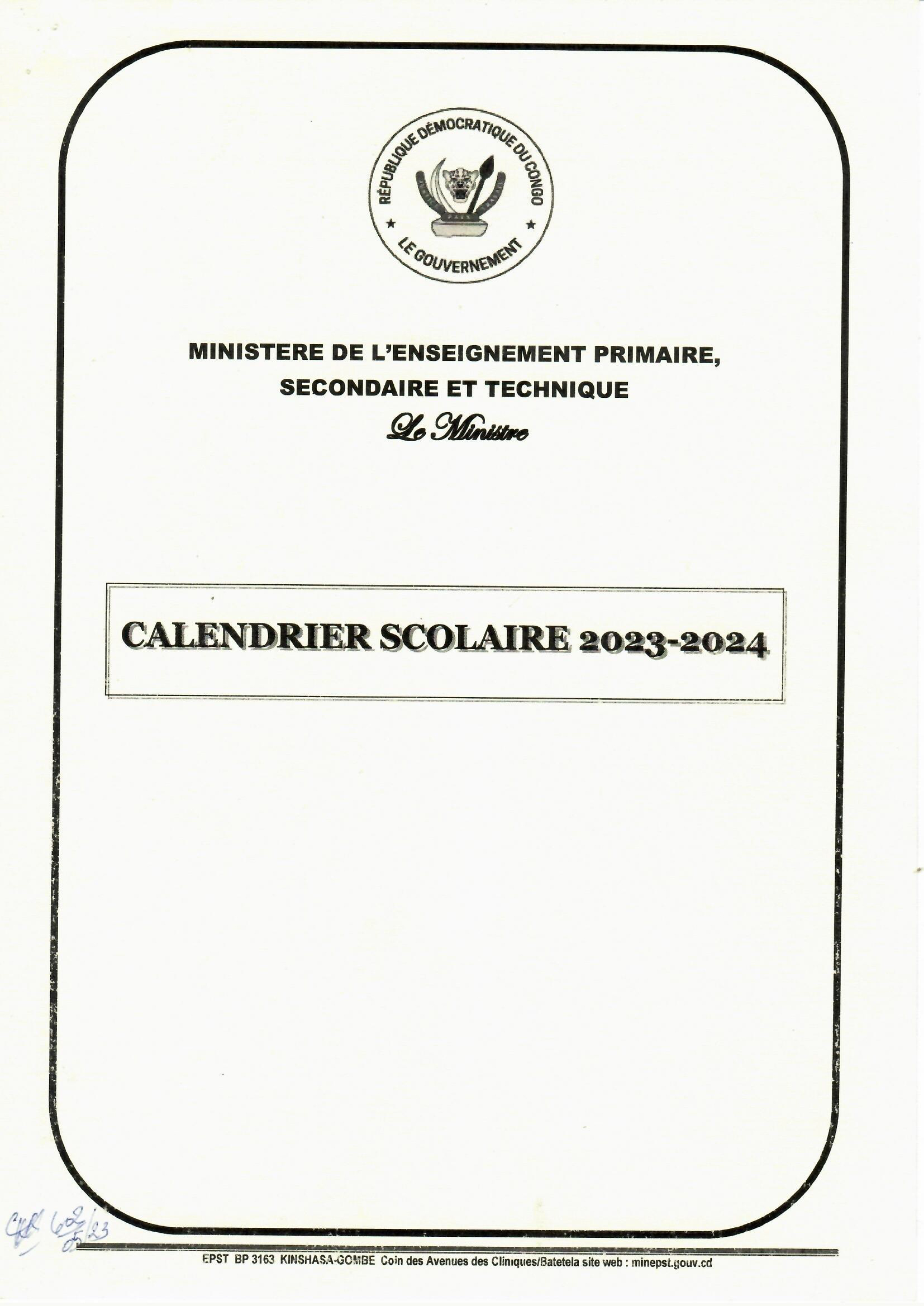 calendrier scolaires 2023-24