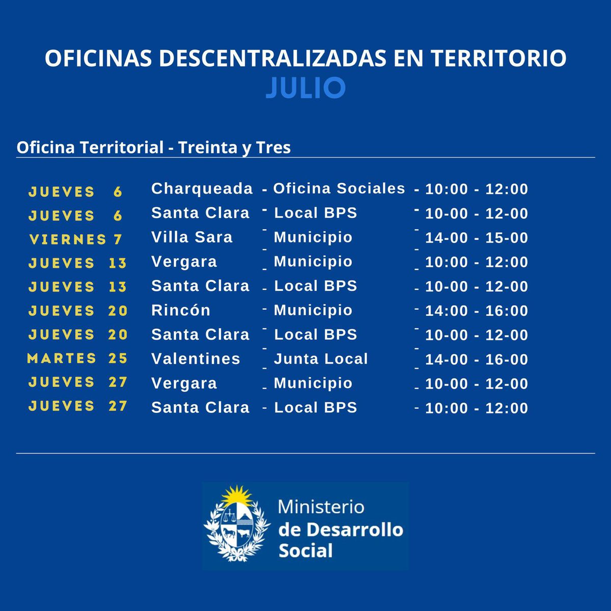 MIDES Treinta y Tres atención descentralizada en el departamento. <a href="/midesuy/">Ministerio de Desarrollo Social</a>