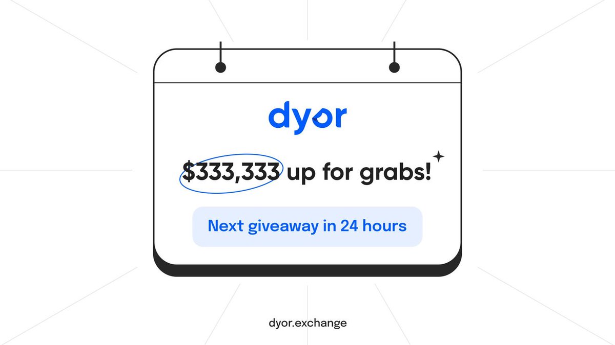 airdropblogs's tweet photo. 💥#Airdrop: Dyor Exchange

🏆Prize Pool: up to $333,333

🔗Airdrop Link: https://t.co/MPY0fg2GU6

#airdrops #crypto #airdropblogspot #btc https://t.co/OOwUV9Oyji