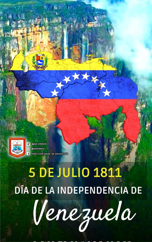 #5Jul de 1811, Se conmemora 212° Aniversario del día de la #IndependenciaDeVenezuela, esta importante fecha, se firma el Acta de la Declaración de la Independencia de nuestro amado pueblo Venezolano.

<a href="/ArmadaFANBVzla/">Armada_ve</a> 
<a href="/AnibalBritoHer1/">Aníbal José Brito Hernández</a>