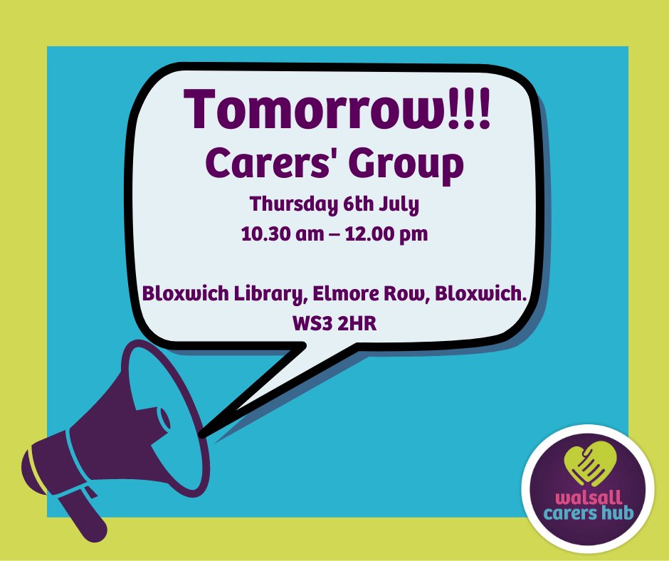 Calling all carers! Join us for our first Carers' Group at Bloxwich Library. Meet like-minded people. Come &amp; share stories, experiences, &amp; advice as we support each other on this journey. We can't wait to see you there! 

#BloxwichLibrary #WalsallCarers