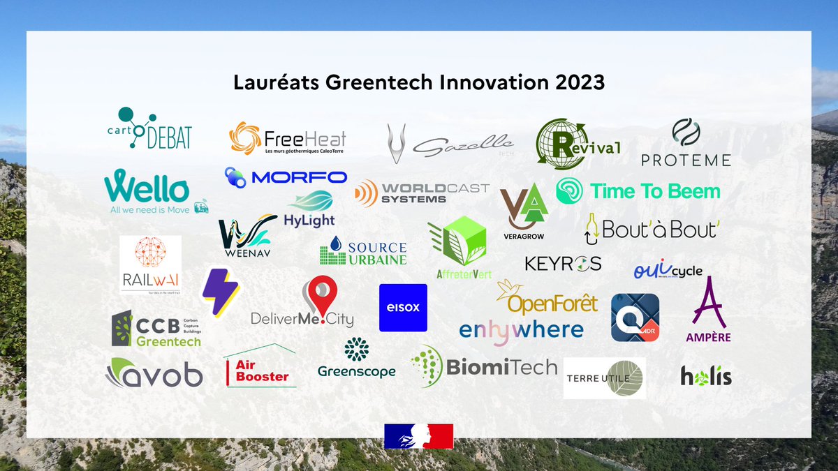 GreentechInno's tweet image. 👏 Découvrez la nouvelle promotion Greentech Innovation !

🍀 L&apos;Ecolab et la Greentech Innovation sont fiers de vous présenter ses 32 lauréats pour la promotion 2023. 

👉Pour découvrir les lauréats : greentechinnovation.fr/les-greentech-… 

#Ecolab #Greentech #innovation