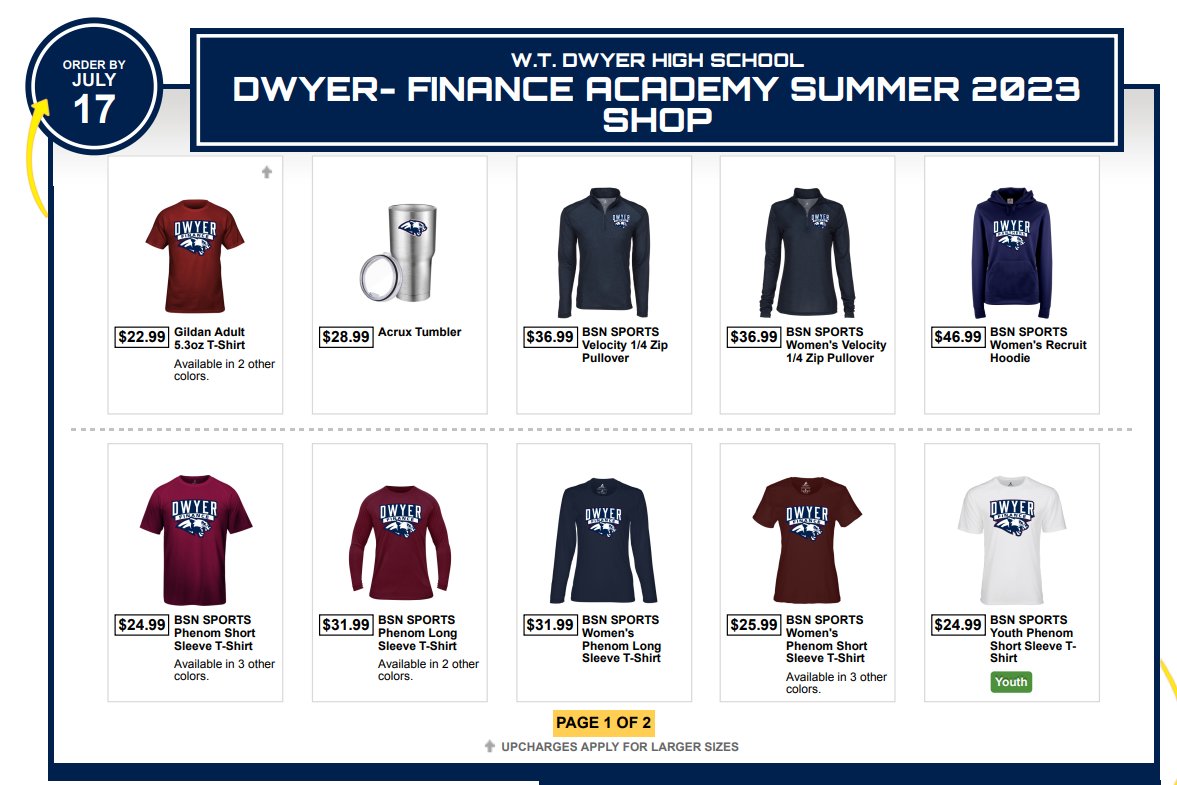 ***DWYER ACADEMY OF FINANCE*** Your team store is live! Hit the link below to get your exclusive AOF gear! @DwyerHS @DwyerPrincipal @DwyerAcademies @utvol5 Hurry, shop closes 07/17/2023! bit.ly/43gYXiK