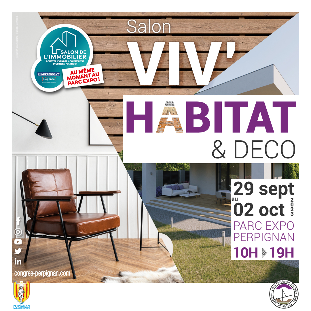 👉🏻 Le Salon Viv' Habitat &amp; Deco du 29 septembre au 02 octobre 2023 au Parc des Expositions de Perpignan! 😀 Vous souhaitez exposer? Contactez-nous! #salon #evenement #perpignan #pyreneesorientales