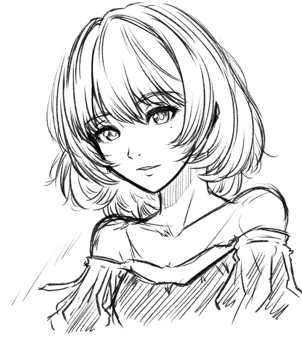 絵柄研究。こういうもう少しリアル寄せにした絵にそもそも僕は憧れていたんじゃなかったっけ、と。 