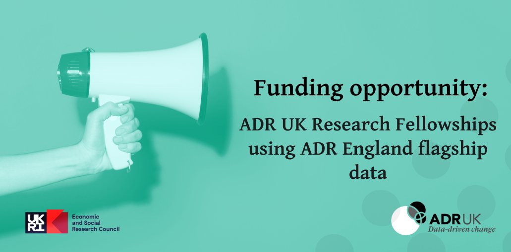 📢 ADR UK is now inviting applications for funding to conduct policy-relevant research using #ADREngland flagship datasets! 📢 These Research Fellowships can be up to 18 months – at max. £175,000 full economic cost. ⏰ Deadline: 10 October adruk.org/news-publicati…