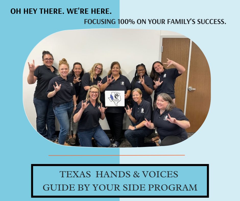 TXHandV's tweet image. Texas Guide By Your Side (GBYS) is a family support program that embodies the mission of Hands &amp;amp; Voices, which is to provide support in an unbiased manner to parents/guardians with children who are Deaf or Hard of Hearing from Birth through age 21.  
txhv.org/gbys