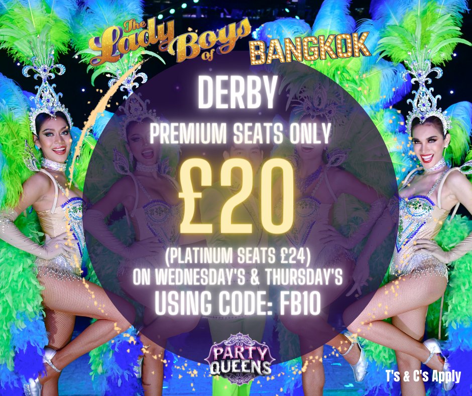 TheLadyBoys's tweet photo. This is our last week here in DERBY. Have you been to see us yet? 📷

Don't miss out, check out a selection of great offers below throughout this week. 
Hit the link to book your tickets or call our box office on 08717050705

⭐️⭐️⭐️
https://t.co/Xk2U6fqNW0 https://t.co/oAGLGX1ezA