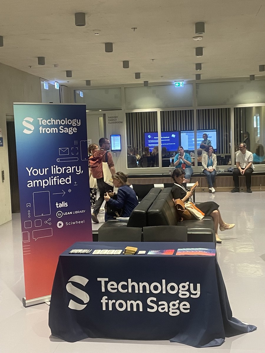 talis's tweet photo. We're delighted to be attending this year's @LIBERconference in Budapest!
Come and say hello to Helen and Adam from the #TechnologyfromSage stand, 1st floor, number 8!
Doesn't the stand look snazzy!
We're excited to learn more about what's happening at your library. #LIBER2023 https://t.co/FWmyySSfqi