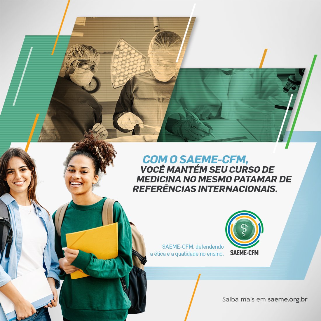 medicina_cfm's tweet photo. O Conselho Federal de Medicina (CFM) mantém um sistema de acreditação para escolas médicas. É o SAEME-CFM.
Com ele, você pode certificar qual curso de medicina possui a qualidade adequada para promover a formação certa.
Saiba mais: https://t.co/ZDeRcdUUSS
#saeme #cfm https://t.co/FxXXTKkvEO
