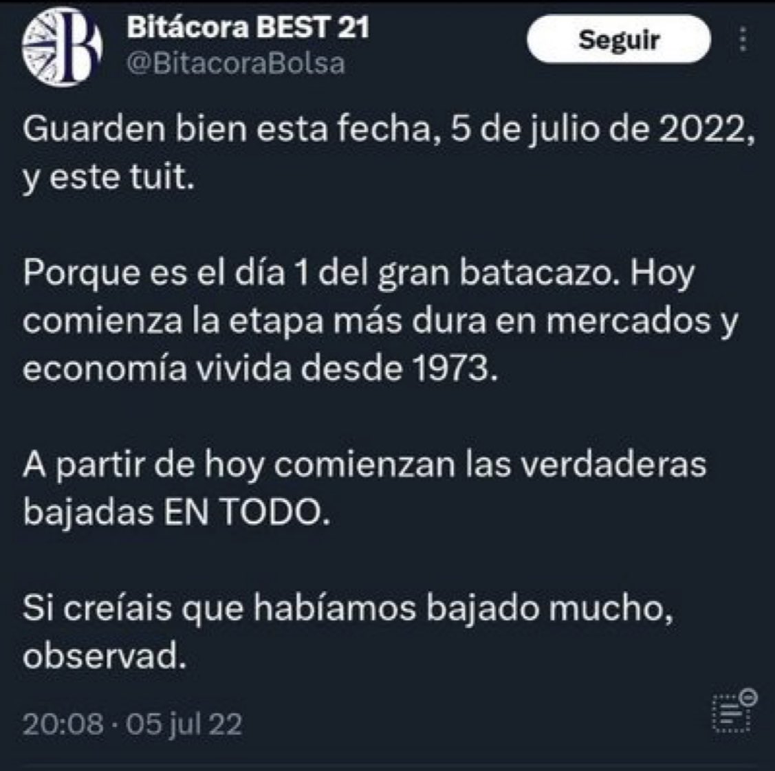 Hoy es un gran día!

Se cumple 1 año del gran batacazo de la bolsa. 

Espero que lo hayáis vendido todo hace 1 año!

#ponUnRappelEnTuVida #vidente #5dejulio