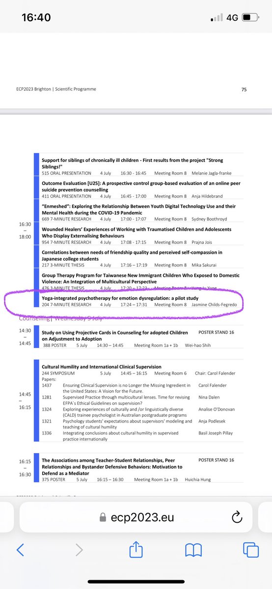 Presenting Yoga-integrated Psychotherapy (YiP) at the European Congress of Psychology in Brighton thanks to <a href="/YSJPsych/">Psychology @ YSJ</a> @YSJURO