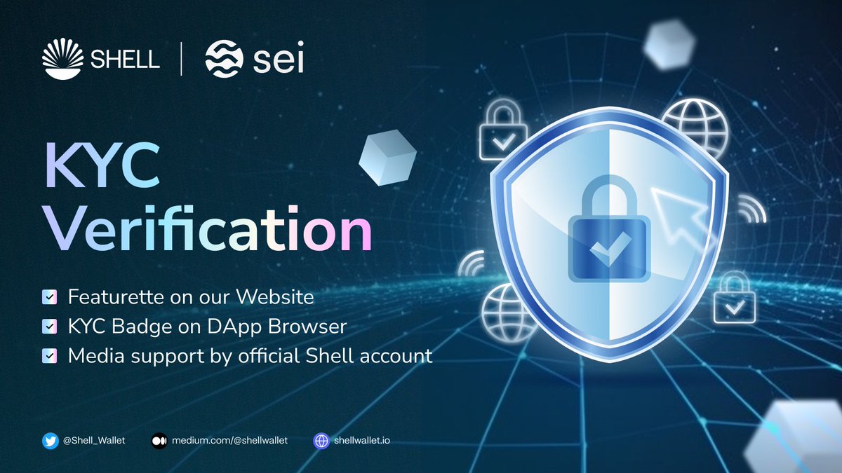 Shell_Wallet's tweet photo. 📢 KYC Verification 🛡️

👂 We heard you, Shell community! In response to your valuable suggestions, we're excited to announce the implementation of KYC Verification

✨ Benefits of KYC Verification for upcoming project partnerships:
✅ Spotlight in the dApp Browser
✅ Showcase on the Shell Wallet website
✅ Media support
✅ KYC badge

#KYCVerification: Not only bolsters partners' credibility and preserves Shell Wallet's reputation but also fortifies the @SeiNetwork ecosystem.

#SeiNetwork #Seilors #KYC #SeiEcoystem