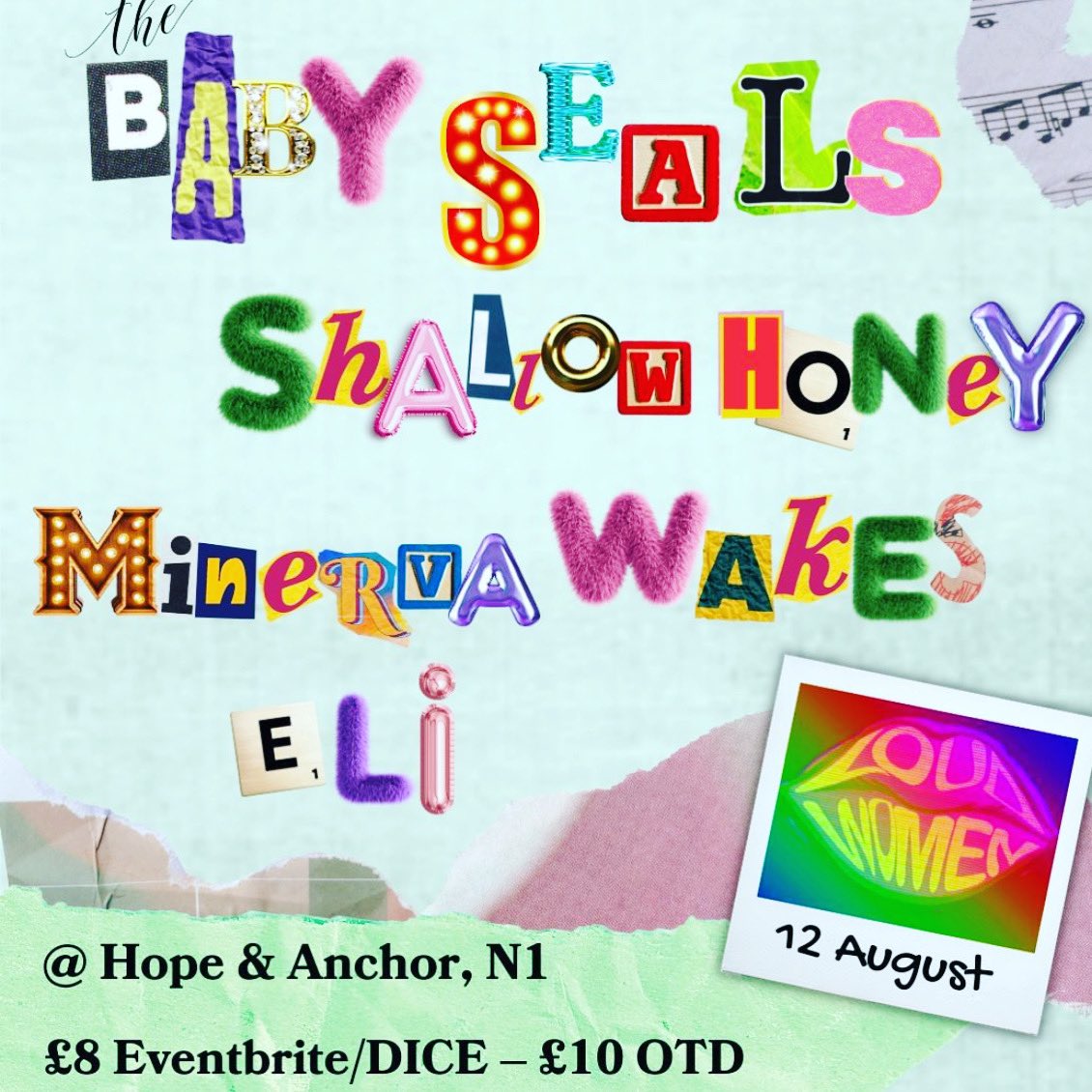 Minerva will be manifesting in London on 12th August at this show at Hope &amp; Anchor ❤️

If anyone knows of any London poetry nights/promoters I should hit up about doing something on either side of this gig then let my know x