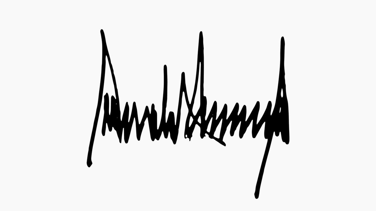 ListToPort's tweet photo. @DWPippy Trump's signature looks just like a drawing of a KKK rally. Coincidence,  I think not! https://t.co/dtCypmcTp1