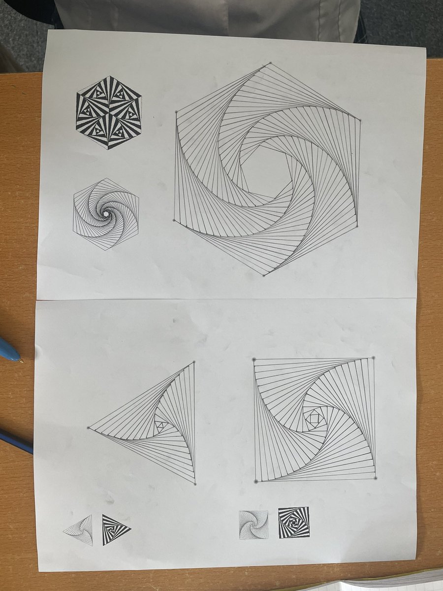 HolyportMaths's tweet photo. Maths department are really getting involved in arts week with these wonderful curves of pursuit done by our wonderful year 10s! https://t.co/tJPWfkXMNf
