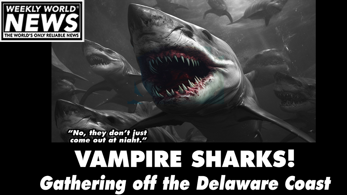 weeklyworldnews's tweet photo. "They haven't been around in over 17 years.  They can be playful at times, but best to stay far away."
#vampires #sharks #vampiresharks #delaware #delawarecoast #coast #teeth https://t.co/QUczO77wkJ