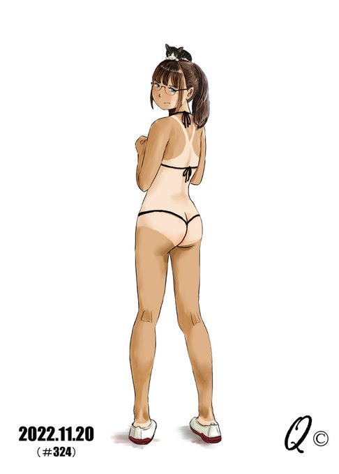 #ビキニの日 
「日焼け址フェチ」が描くとこうなる、その2(後ろ姿) 