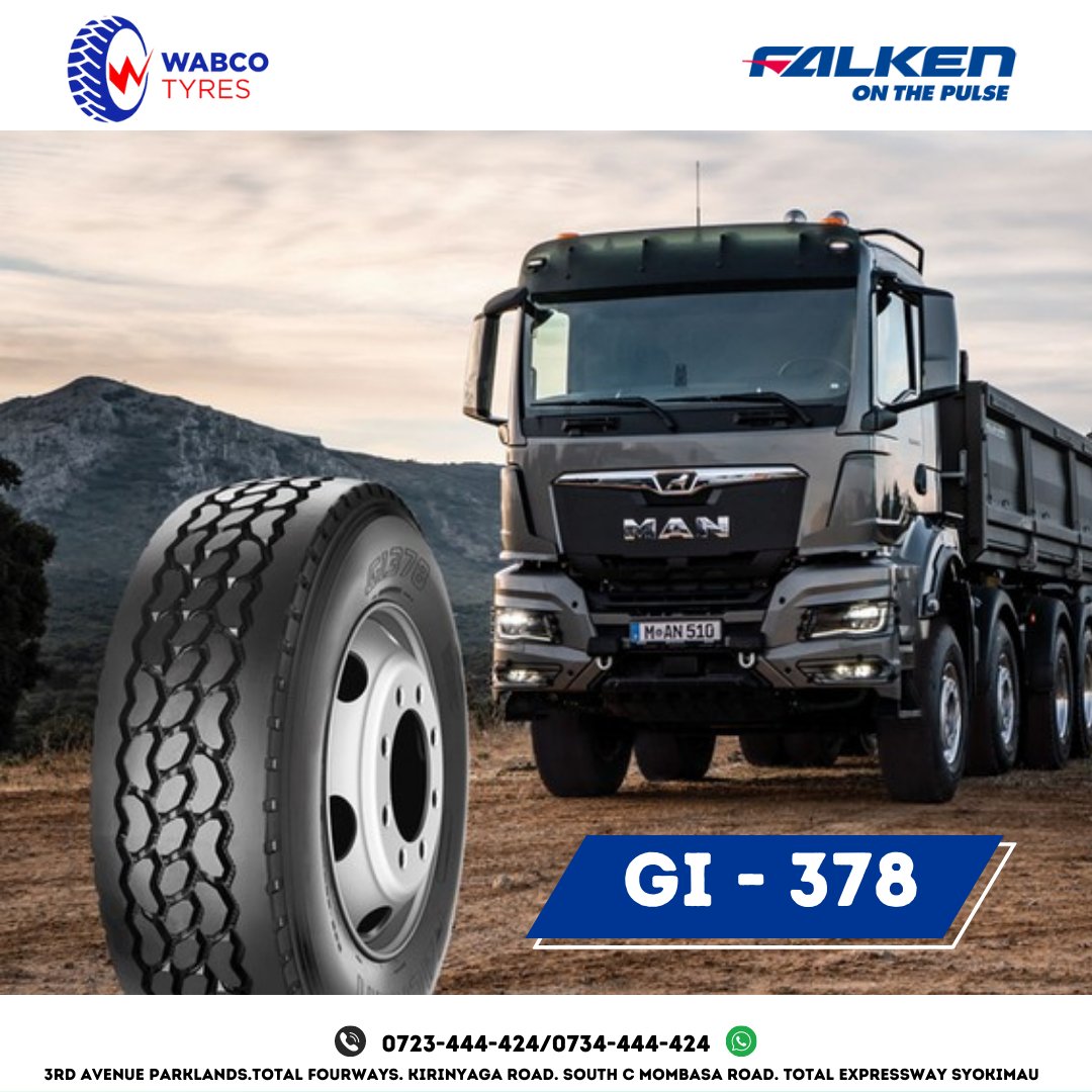 Maximize your fleet's efficiency!

Falken GI-378 innovative tread pattern provides exceptional grip, while wide outer ribs enhance stability under heavy loads.

Available Size: 385/65R22.5 - All Position

#Wabcotryes #Falkentyres #Falkenkenya #Truck #Gi378 #Fleetefficiency