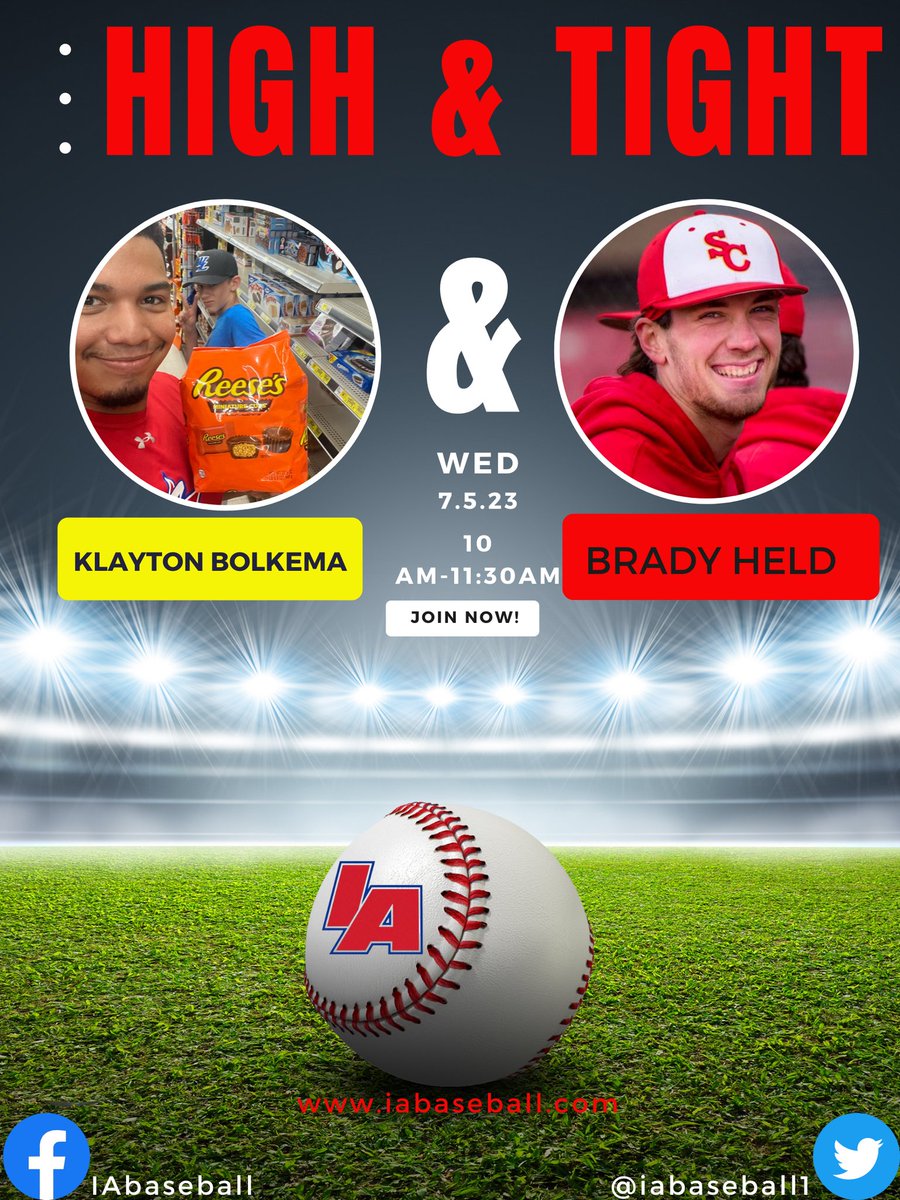 Join us for #HighandTight this morning as we chat up w/<a href="/bheld10/">Brady Held</a> and his journey to the professional ranks! We also join up w/<a href="/BolkemaKlayton/">Klayton Bolkema</a> on Concession Stand Convo on favorite eats. That, and our Prospect Planner piece, courtesy of <a href="/RDAFinance/">RDA FinancialNetwork</a>.
#iahsbb
